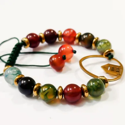 دستبند سنگ عقیق خزهای و پلاک استیل بلتاگالری مدل آهانا 3 دستبند مدل آهانا