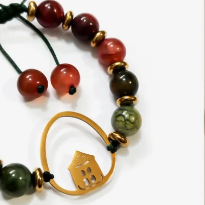 دستبند سنگ عقیق خزهای و پلاک استیل بلتاگالری مدل آهانا 4 دستبند مدل آهانا