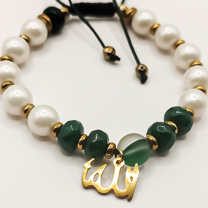 دستبند سنگی با سنگ های نیمه قیمتی و پلاک استیل طلایی الله بلتاگالری 3 دستبند سنگی با سنگ های نیمه قیمتی و پلاک استیل طلایی الله بلتاگالری