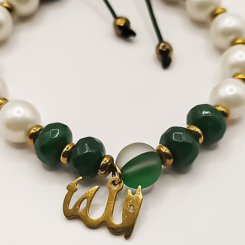 دستبند سنگی با سنگ های نیمه قیمتی و پلاک استیل طلایی الله بلتاگالری 7 دستبند سنگی با سنگ های نیمه قیمتی و پلاک استیل طلایی الله بلتاگالری