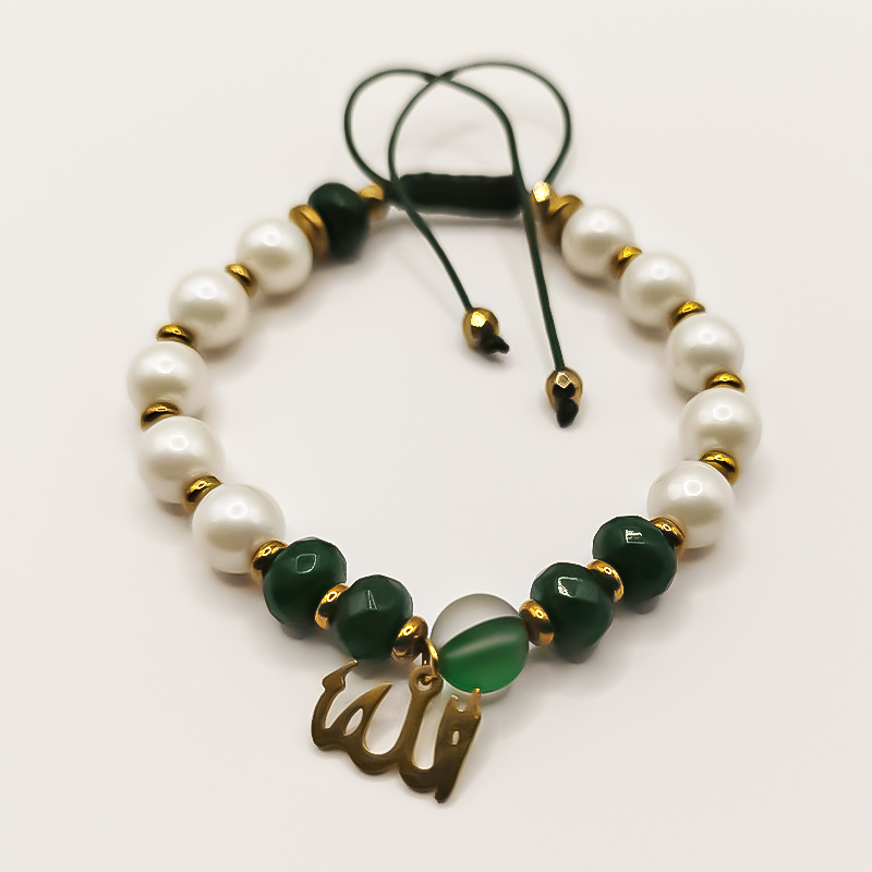 دستبند سنگی با سنگ های نیمه قیمتی و پلاک استیل طلایی الله بلتاگالری 1 دستبند سنگی با سنگ های نیمه قیمتی و پلاک استیل طلایی الله بلتاگالری