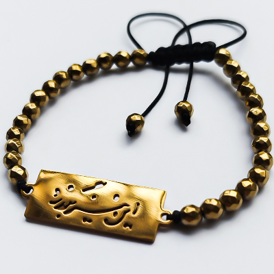 دستبند بلتاگالری سنگی مدل این نیز بگذرد با پلاک استیل و سنگ های هماتیت طلایی 2 دستبند بلتاگالری سنگی مدل این نیز بگذرد با پلاک استیل و سنگ های هماتیت طلایی