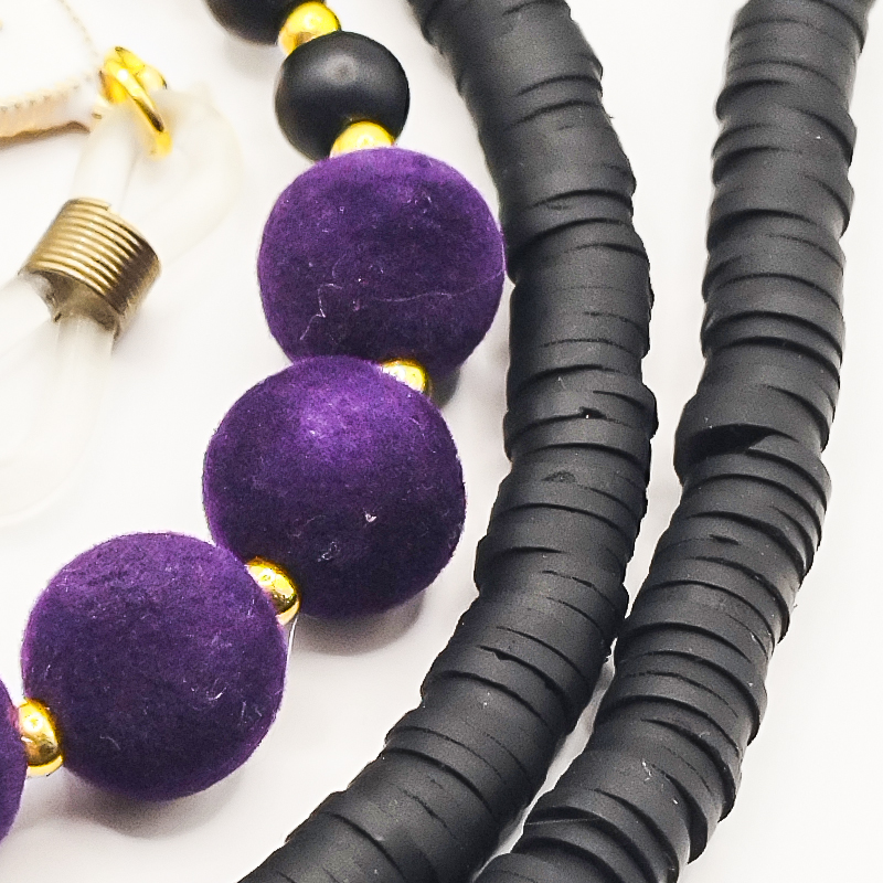 بند عینک اونیکس مات و فیمو مشکی بلتا گالری مدل مالدیو 8 بند عینک دستساز فیمو مشکی بلتا