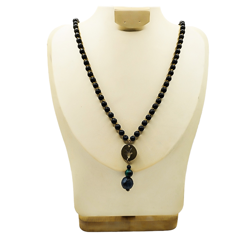 گردنبند بلتاگالری با سنگ انیکس و پلاک گوزن مدل هلنا