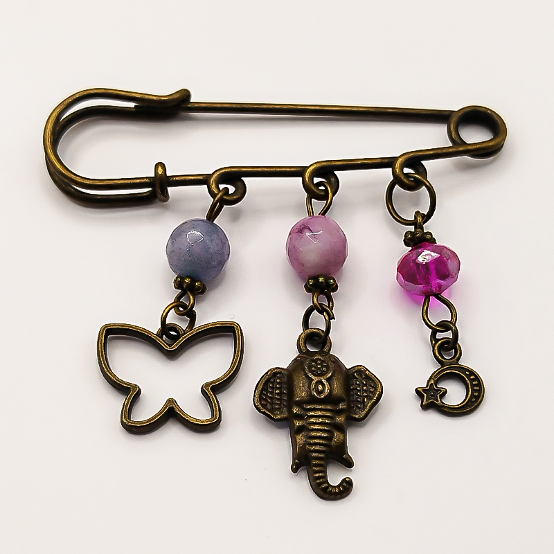 سنجاق سینه برنزی سنگ عقیق و آویز فیل بلتاگالری مدل فریماه 4 سنجاق آویزی با طرح حیوانات و نمادهای زیبا