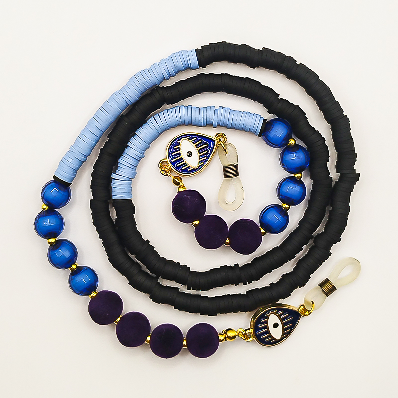 بند عینک فیمو مشکی و آبی آسمانی بلتا گالری مدل فروغ 19 بند عینک خاص بلتا گالری مدل کریستالی