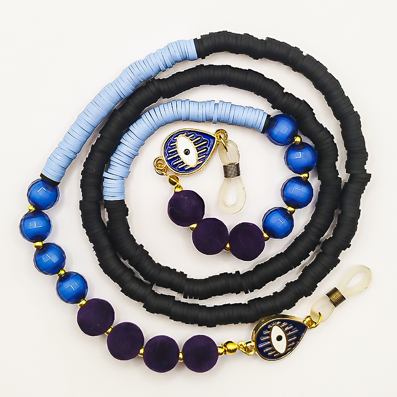 بند عینک کریستالی زنانه بلتا با رنگ آبی بند عینک فیمو مشکی و آبی آسمانی بلتا گالری مدل فروغ