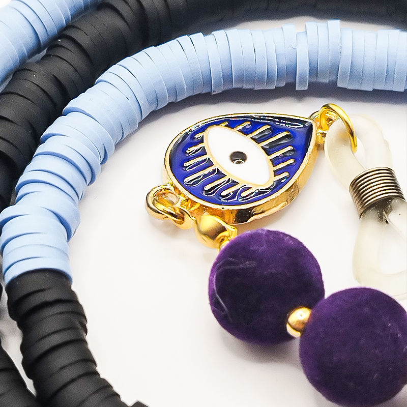 بند عینک فیمو مشکی و آبی آسمانی بلتا گالری مدل فروغ 4 بند عینک ترند ۲۰۲۵ بلتا گالری