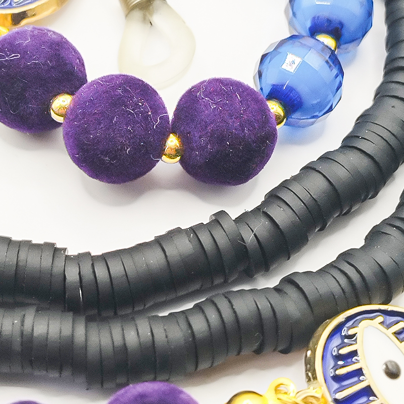 بند عینک فیمو مشکی و آبی آسمانی بلتا گالری مدل فروغ 5 بند عینک کریستالی فیمو آبی مشکی