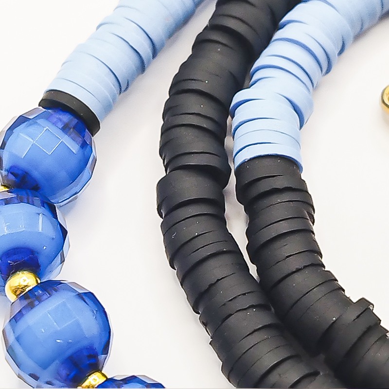 بند عینک فیمو مشکی و آبی آسمانی بلتا گالری مدل فروغ 6 بند عینک فیمو مشکی آبی مدل چشم طلایی