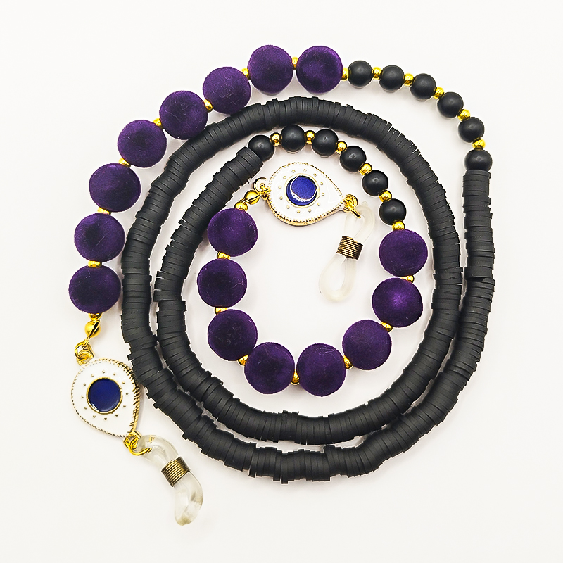 بند عینک با متریال طبیعی اونیکس و فیمو مشکی بند عینک اونیکس مات و فیمو مشکی بلتا گالری مدل مالدیو