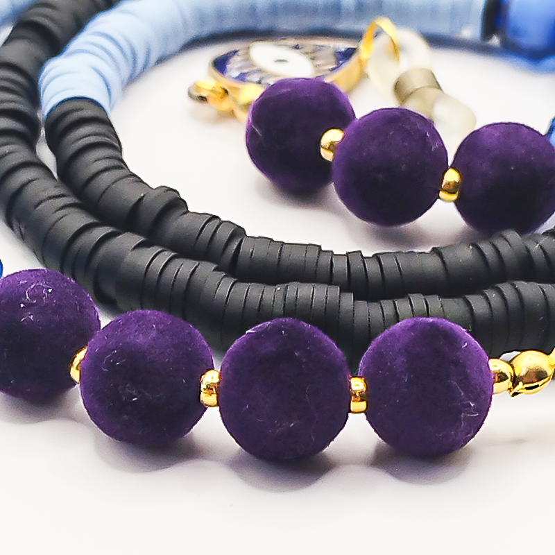 بند عینک فیمو مشکی و آبی آسمانی بلتا گالری مدل فروغ 16 بند عینک شیک با رنگ مشکی و آبی آسمانی