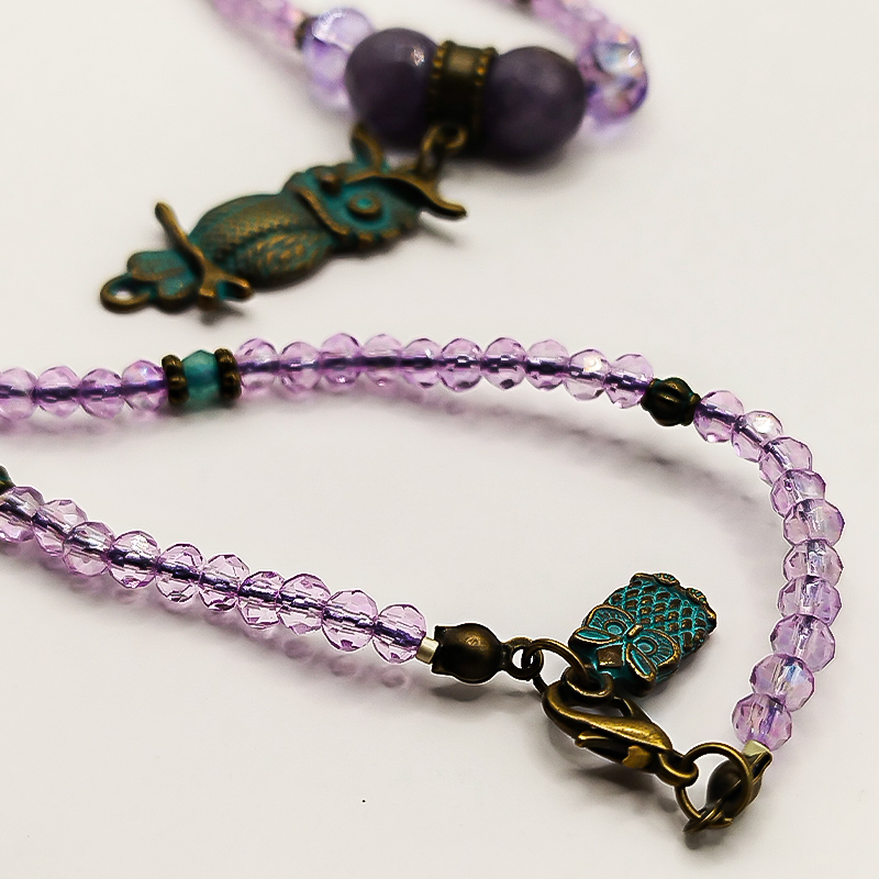 گردنبند بنفش بلتاگالری مدل نسترن با آویز جغد 8 گردنبند بنفش بلتاگالری مدل نسترن با آویز جغد