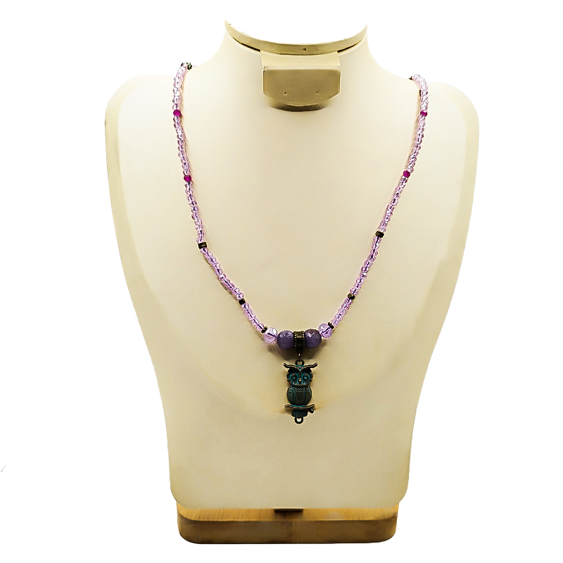 گردنبند بنفش بلتاگالری مدل نسترن با آویز جغد 1 گردنبند بنفش بلتاگالری مدل نسترن با آویز جغد